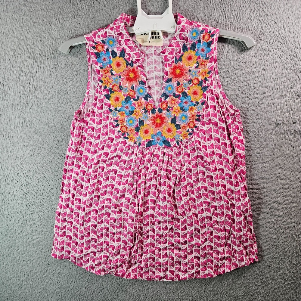 NEW Savanna Jane Sleeveless Top Women Small Floral‎ Pink White Boho